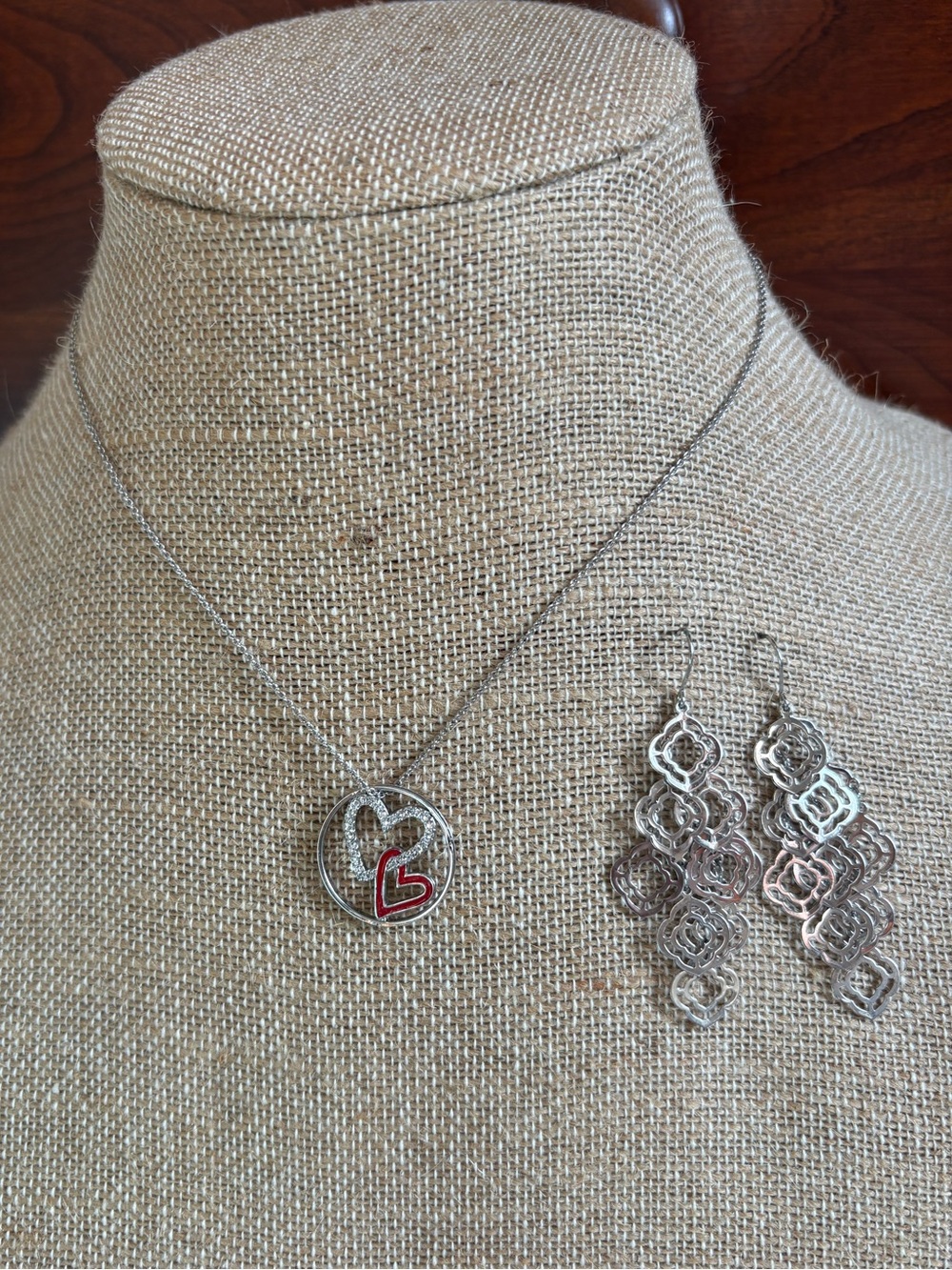 Origami Owl Heart Necklace & Earring set